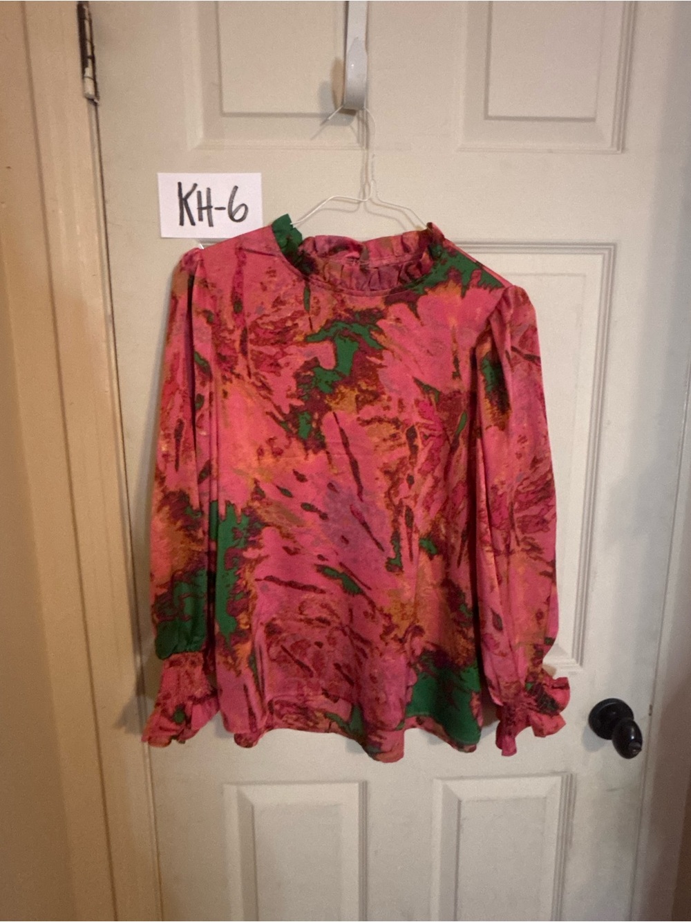 Vibrant Pink & Green Floral Print Blouse